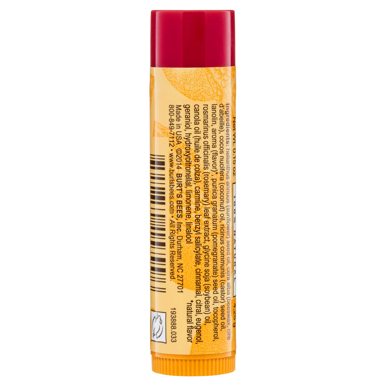 Burts Bees 100% Natural Pomegranate Lip Balm 4.25g