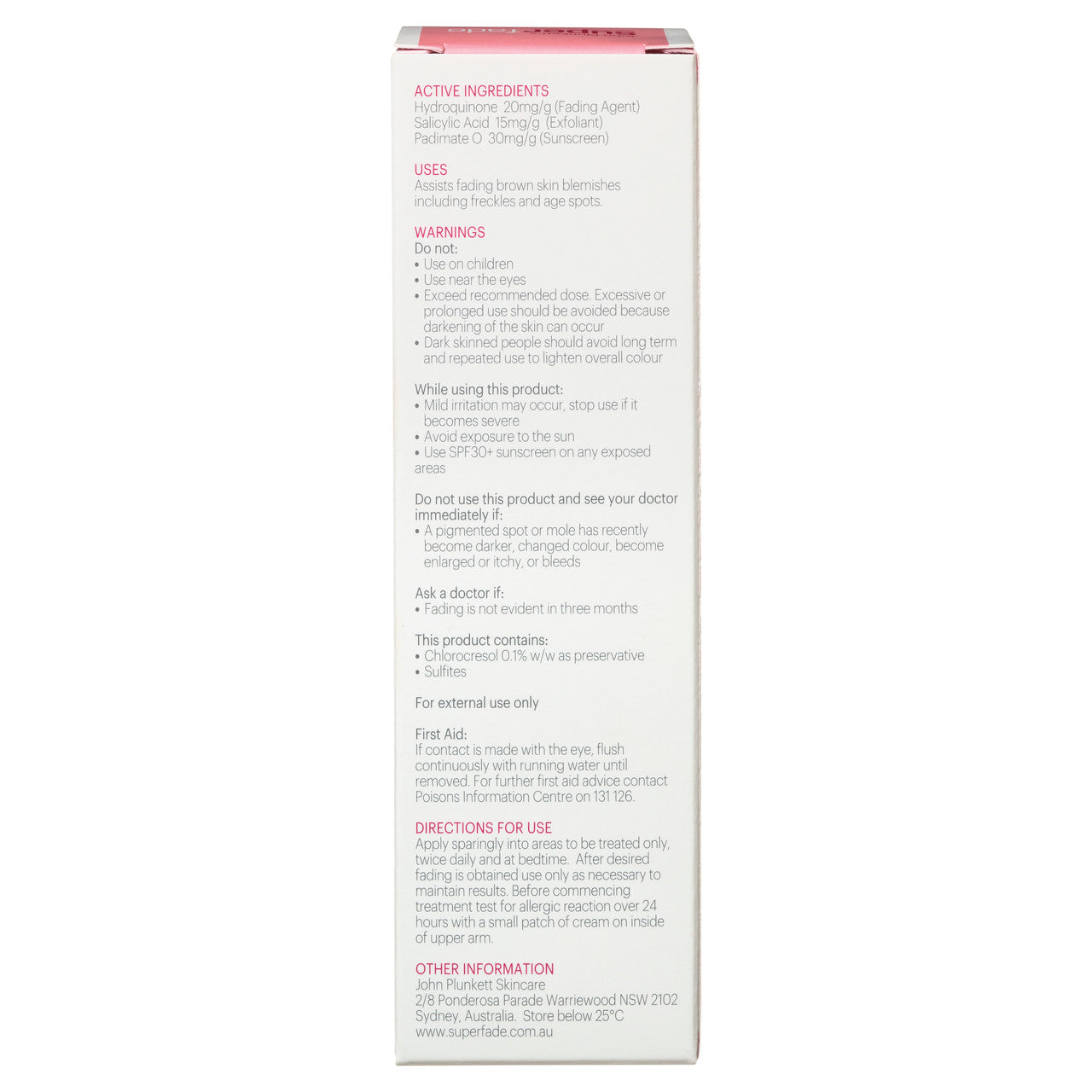 John Plunkett's Superfade Face Treatment Cream 40mL