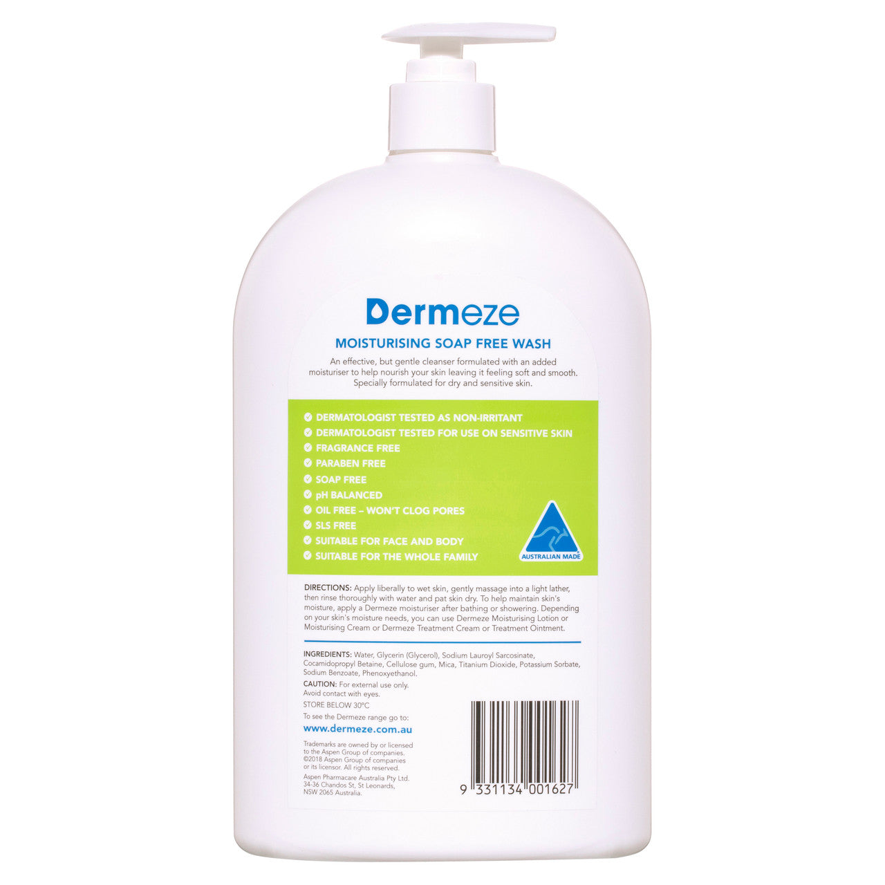 Dermeze Moisturising Soap Free Wash 1L