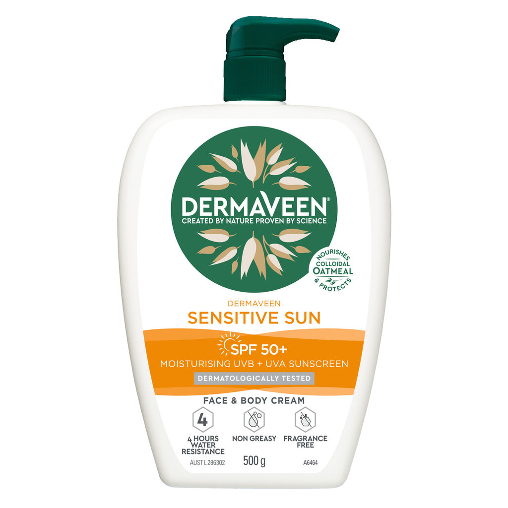 DermaVeen Sensitive Sun SPF 50+ Moisturising UVB + UVA Sunscreen 500g