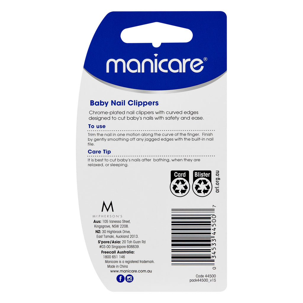 Manicare Baby Nail Clippers, With Nail File