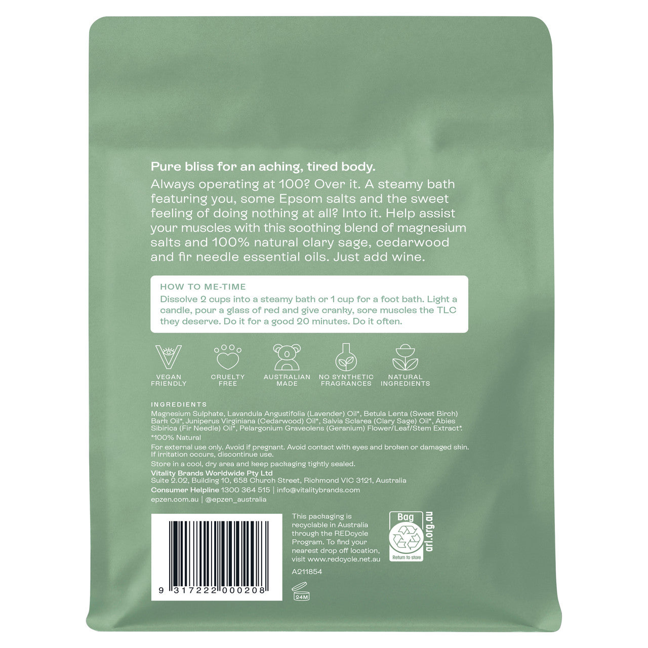 epzen Soothe Magnesium Epsom Salts 900g