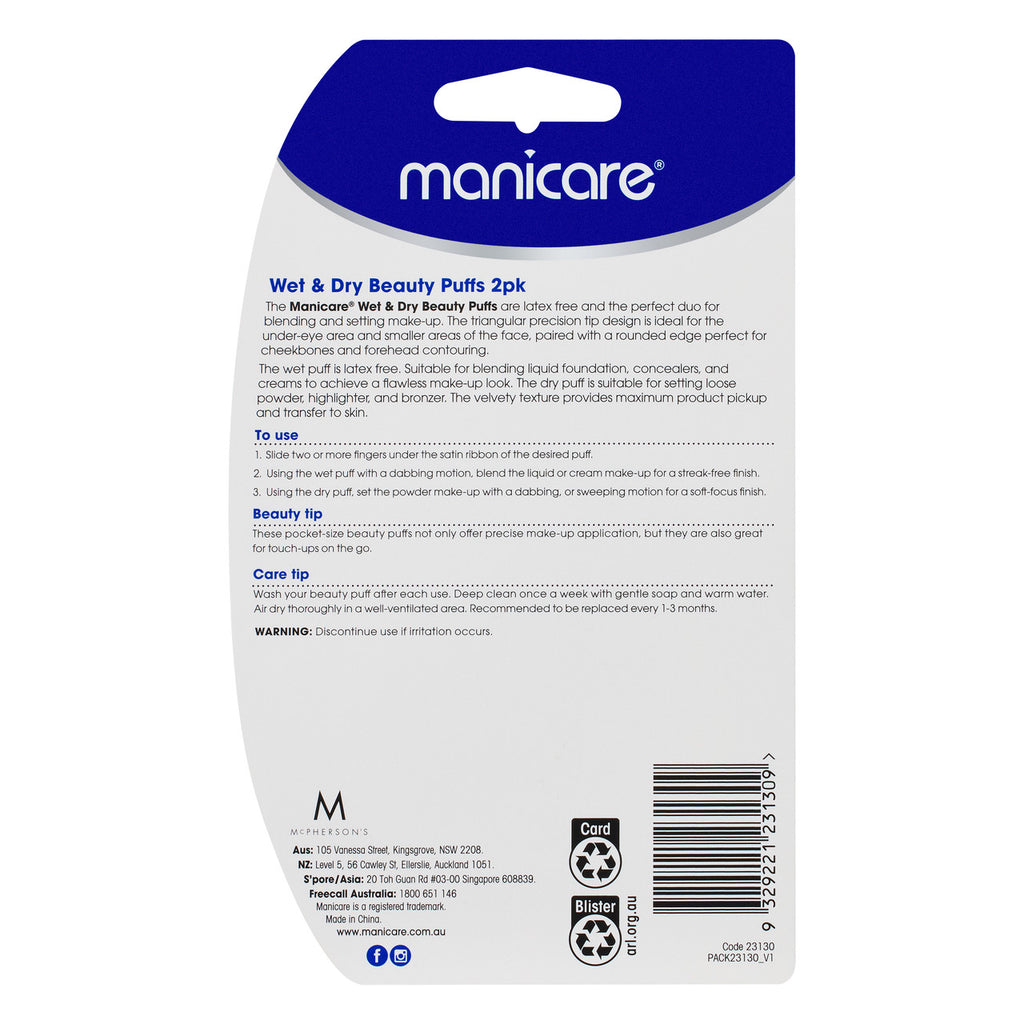 Manicare Wet & Dry Beauty Puffs 2pk