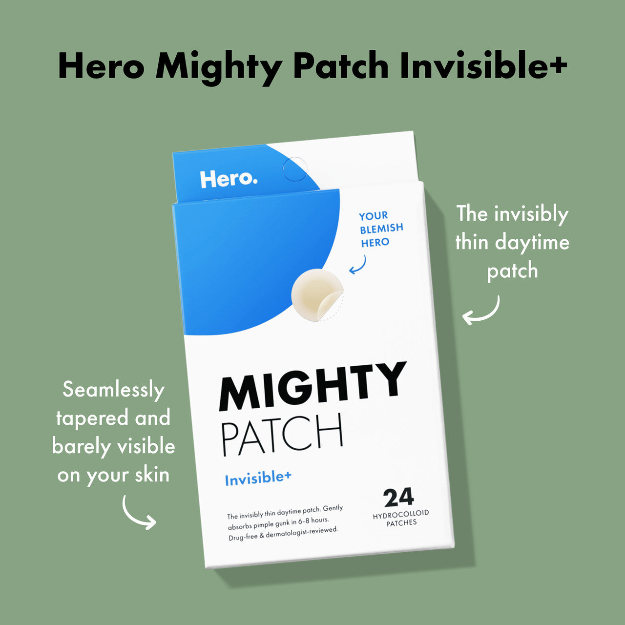 Hero Mighty Patch Invisible+ Hydrocolloid | Pimple Patches | For Day Time | Blends To Skin | 24 pack
