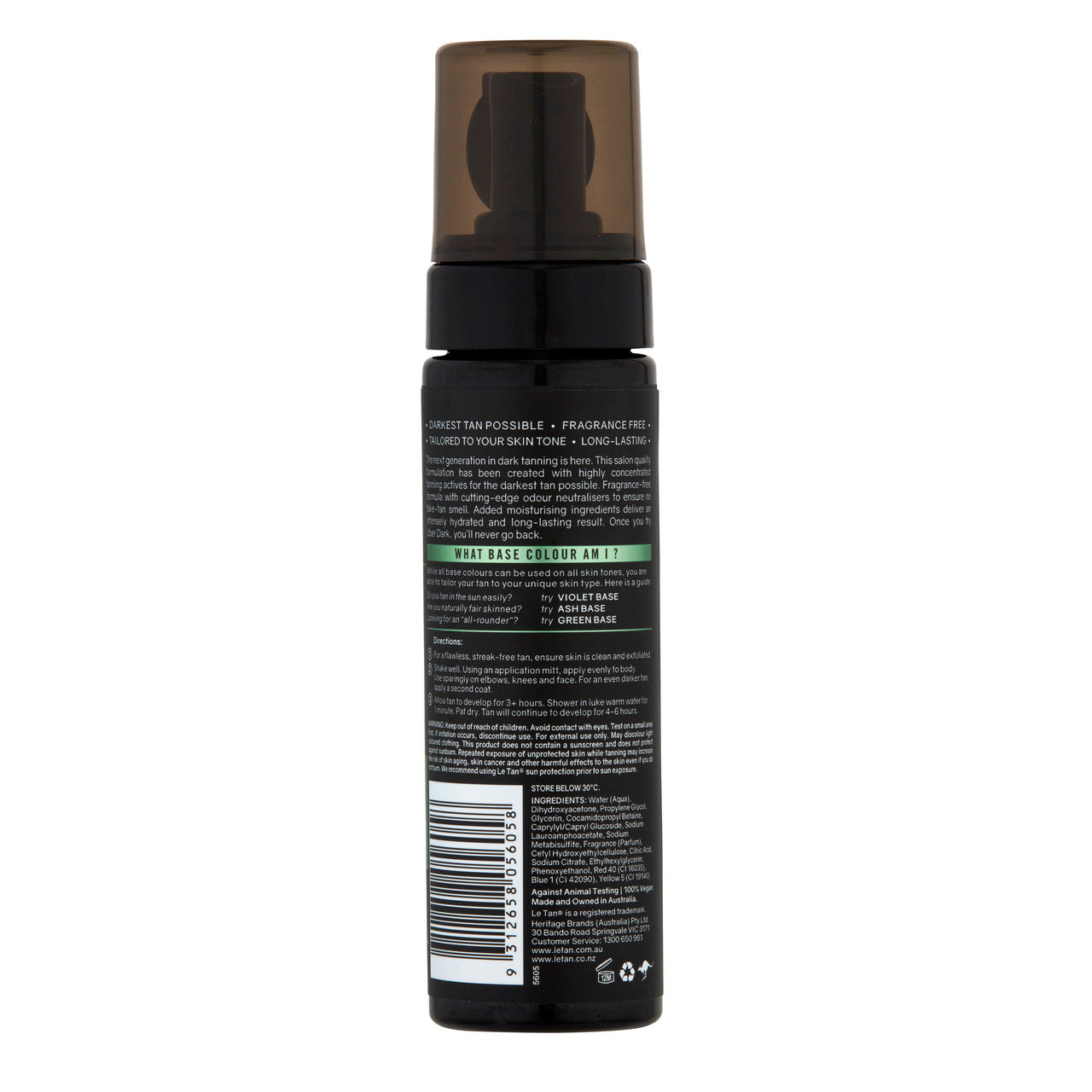 Le Tan Gold DARK Tanning Foam - Green Base