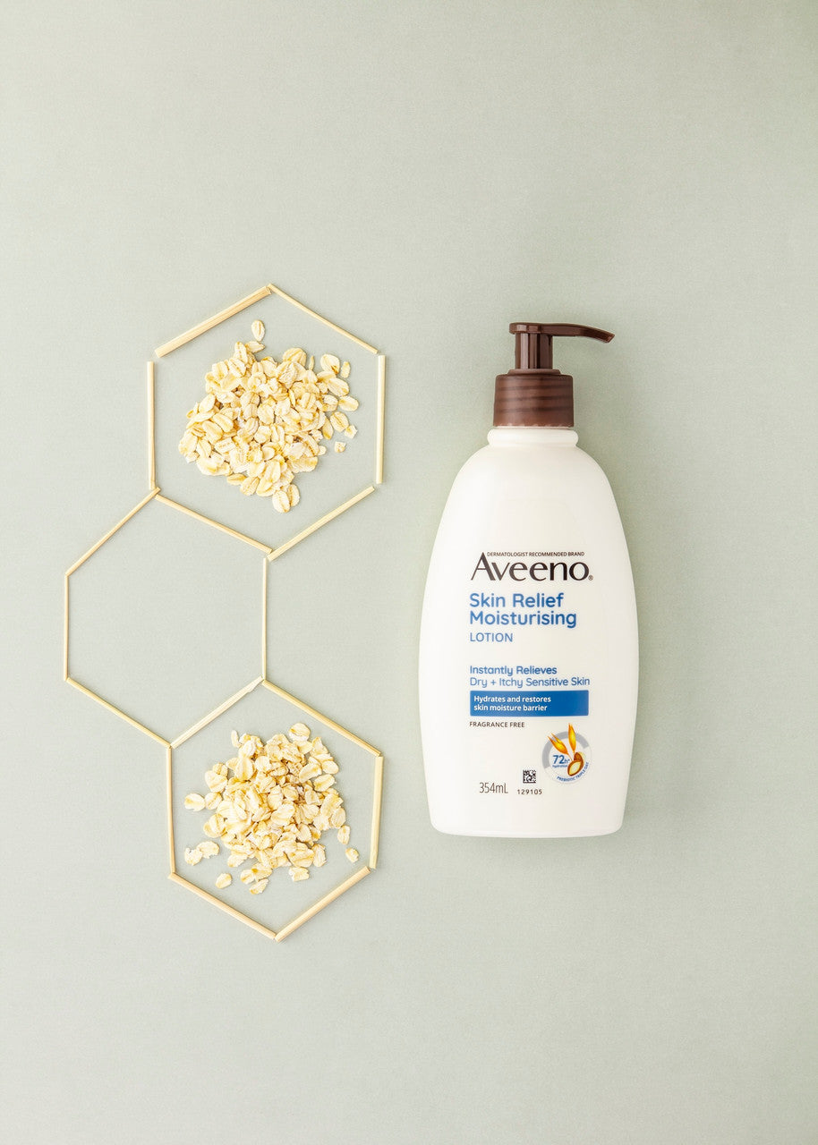 Aveeno Skin Relief Fragrance Free Body Lotion Shea Butter 72-Hour Intense Hydration Soothe Dry Itchy Sensitive Skin 354mL