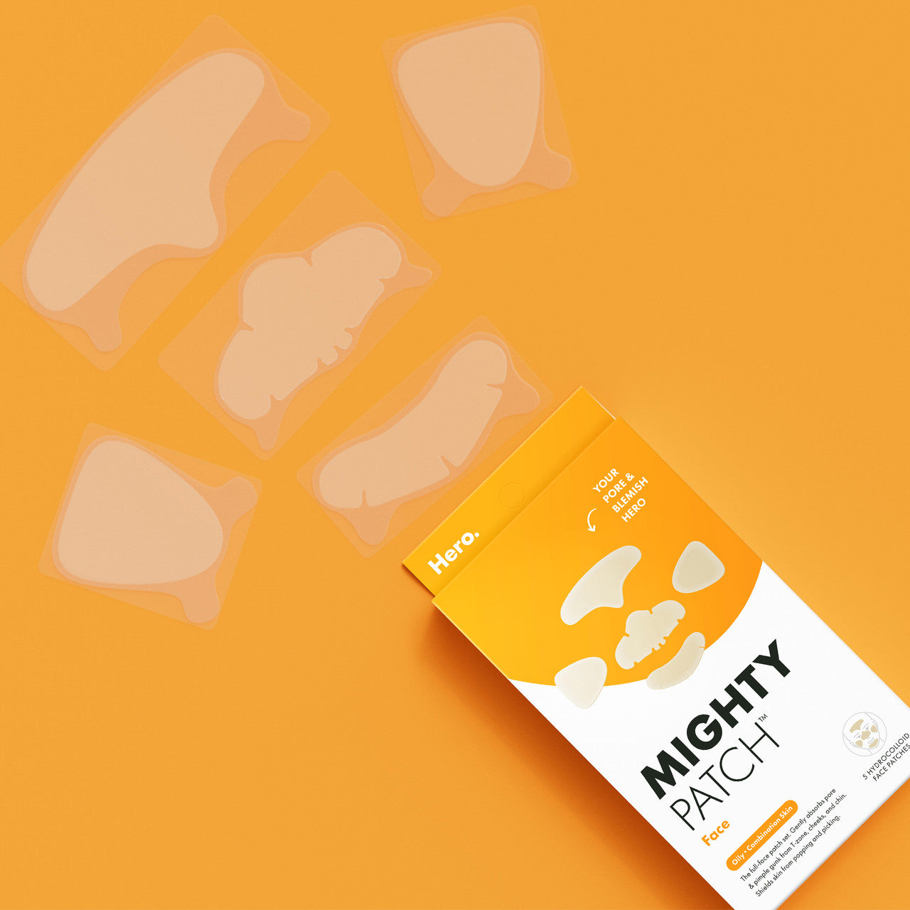 Hero Mighty Patch Face Pimple Patches | Nose Chin Cheeks Forehead | 5 pack