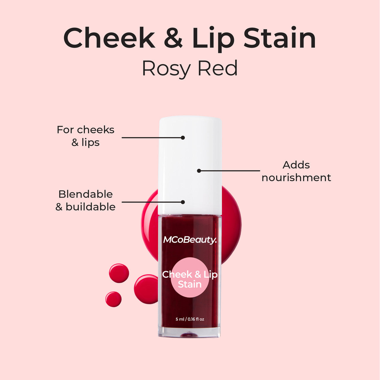 Cheek & Lip Stain 2-in-1 Liquid Tint - Rosy Red