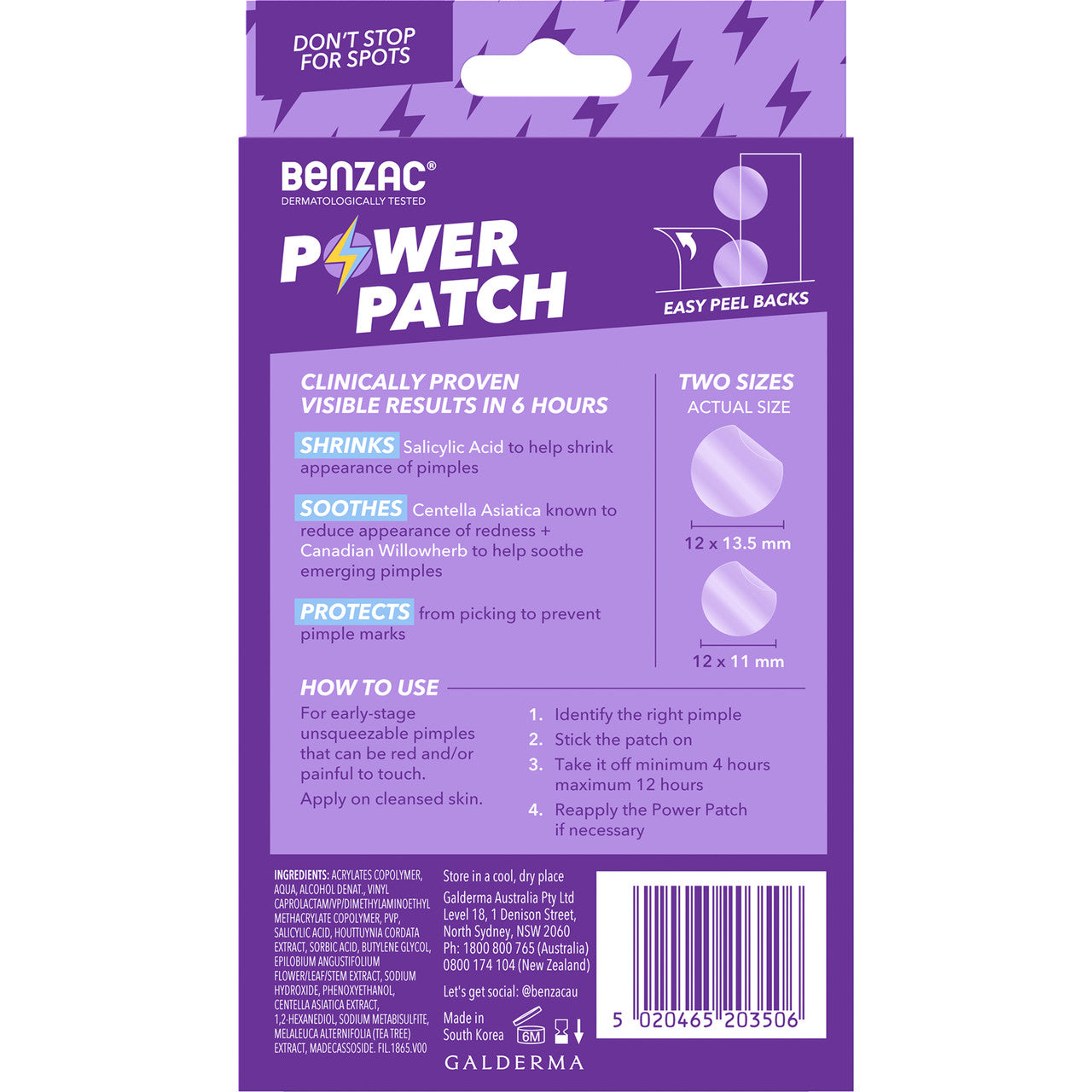 Benzac 3-in-1 Power Patch, Salicylic Acid Pimple Patches, For All Skin Types
