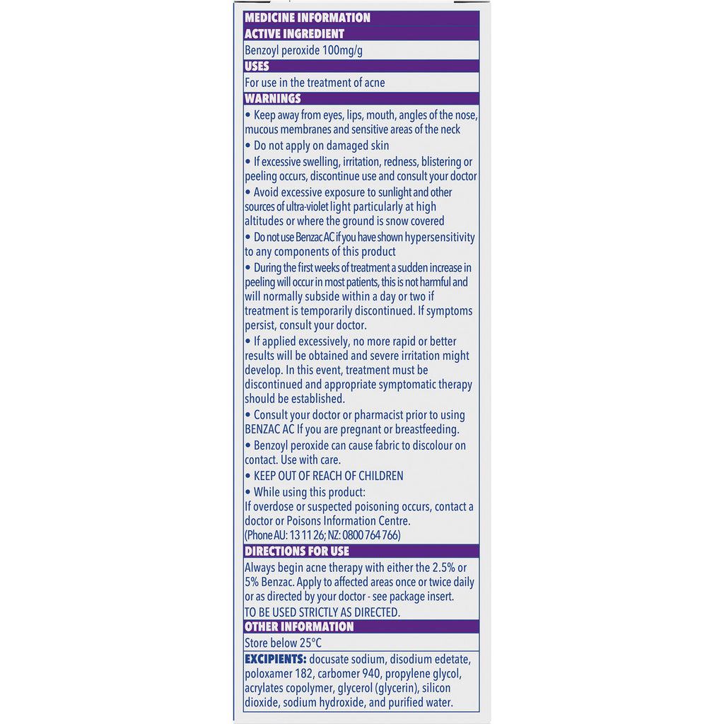 Benzac AC High Strength 10% Acne Gel 60g, Acne Treatment