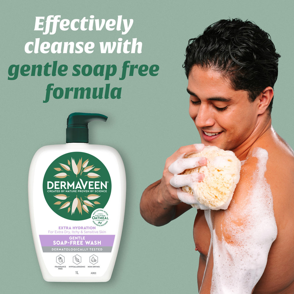 DermaVeen Extra Hydration Gentle Soap-Free Wash for Extra Dry, Itchy & Sensitive Skin 1L