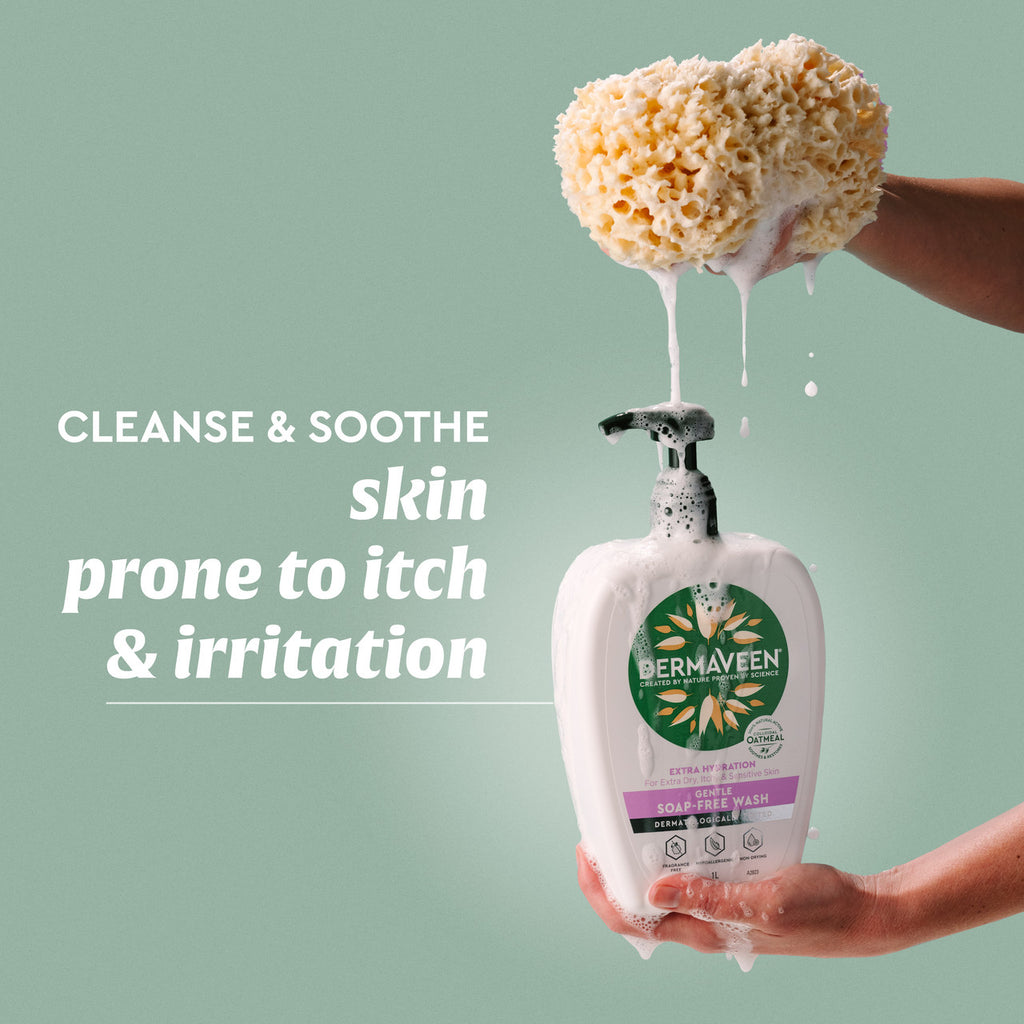 DermaVeen Extra Hydration Gentle Soap-Free Wash for Extra Dry, Itchy & Sensitive Skin 1L