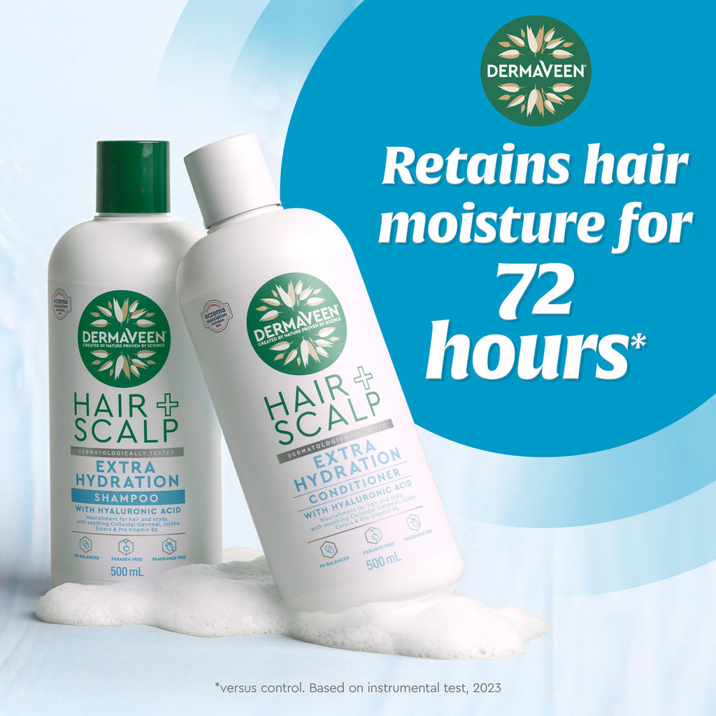 DermaVeen Hair + Scalp Extra Hydration Shampoo For Sensitive Scalps and Dry Hair 500mL