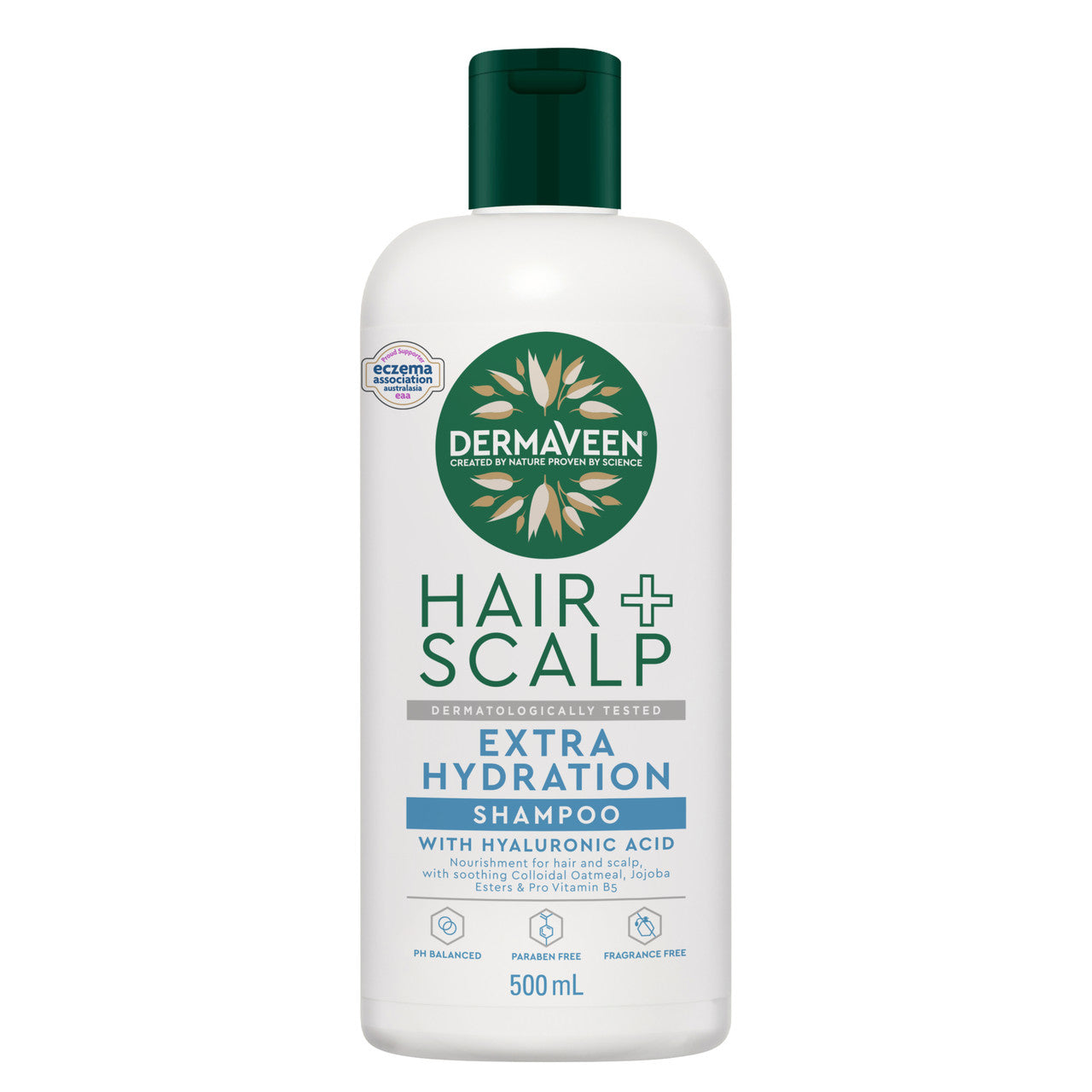 DermaVeen Hair + Scalp Extra Hydration Shampoo For Sensitive Scalps and Dry Hair 500mL