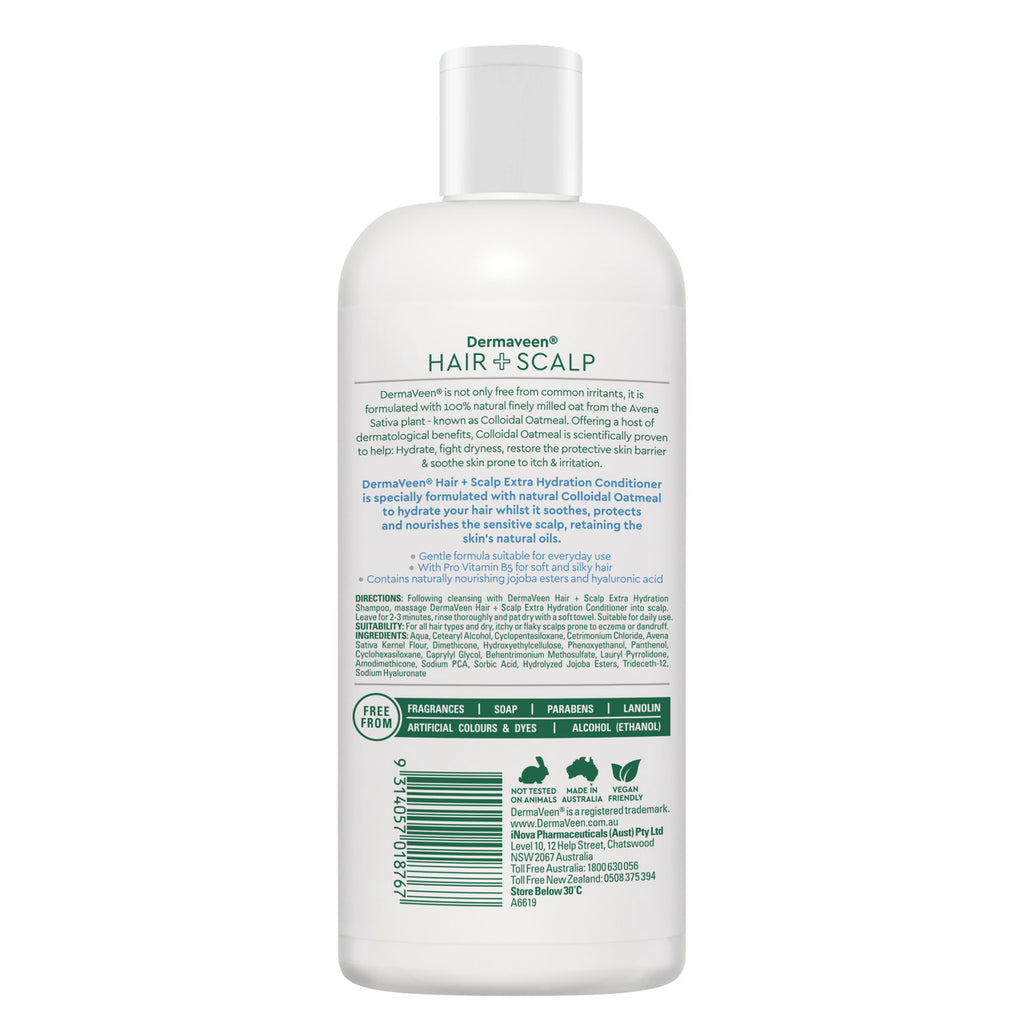 DermaVeen Hair + Scalp Extra Hydration Conditioner For Sensitive Scalps and Dry Hair 500mL