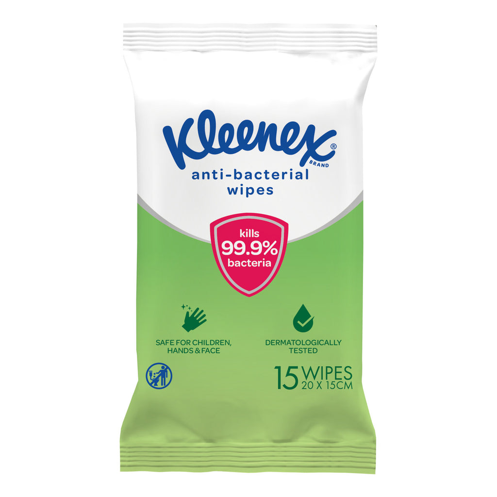 Kleenex Anti-Bacterial To-Go Wipes 15 Pack