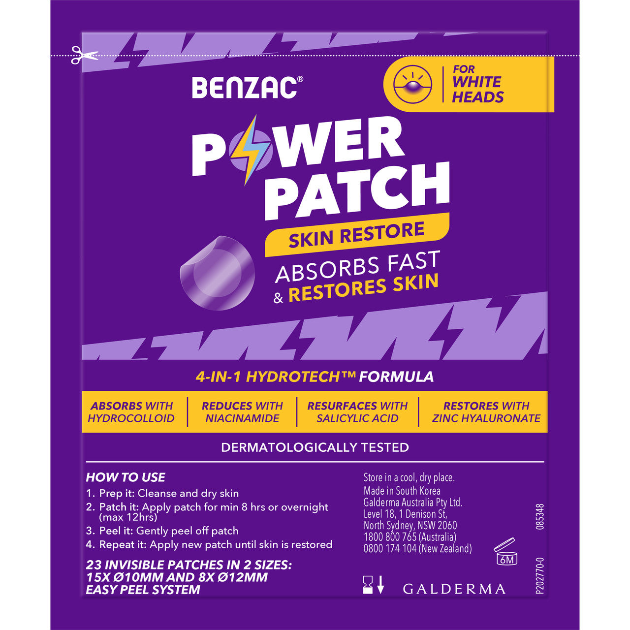 Benzac Power Patches Skin Restore, Hydrocolloid Pimple Patches, For All Skin Types