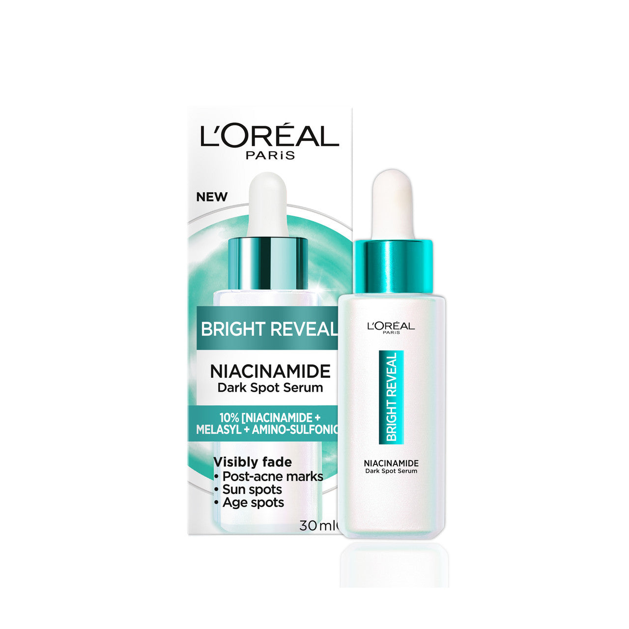 L'Oréal Paris Bright Reveal 10% [Niacinamide + Melasyl + Amino-Sulfonic Acid] Dark Spot Face Serum 30ml 