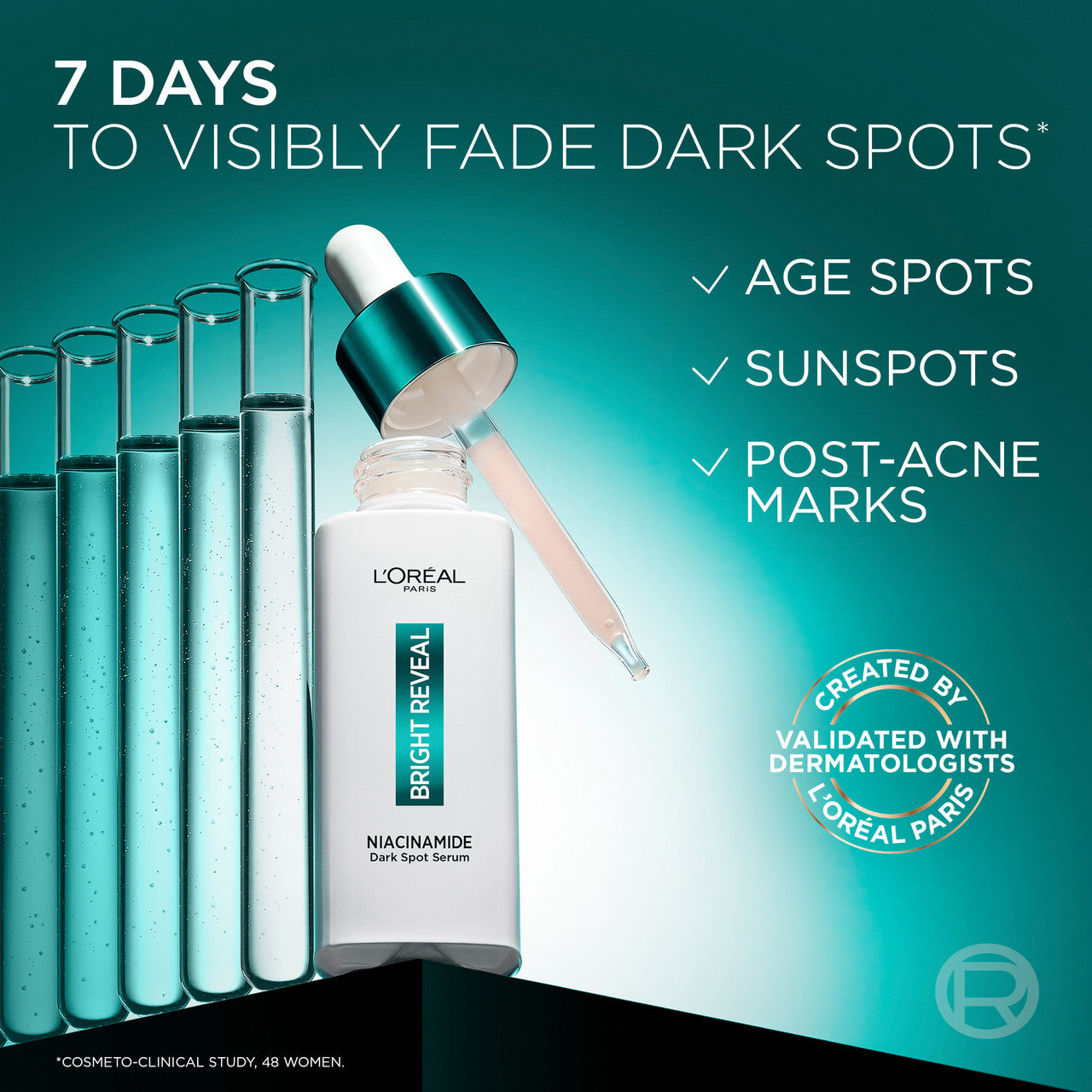 L'Oréal Paris Bright Reveal 10% [Niacinamide + Melasyl + Amino-Sulfonic Acid] Dark Spot Face Serum 30ml 