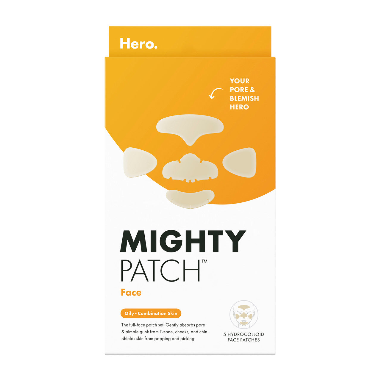 Hero Mighty Patch Face Pimple Patches | Nose Chin Cheeks Forehead | 5 pack