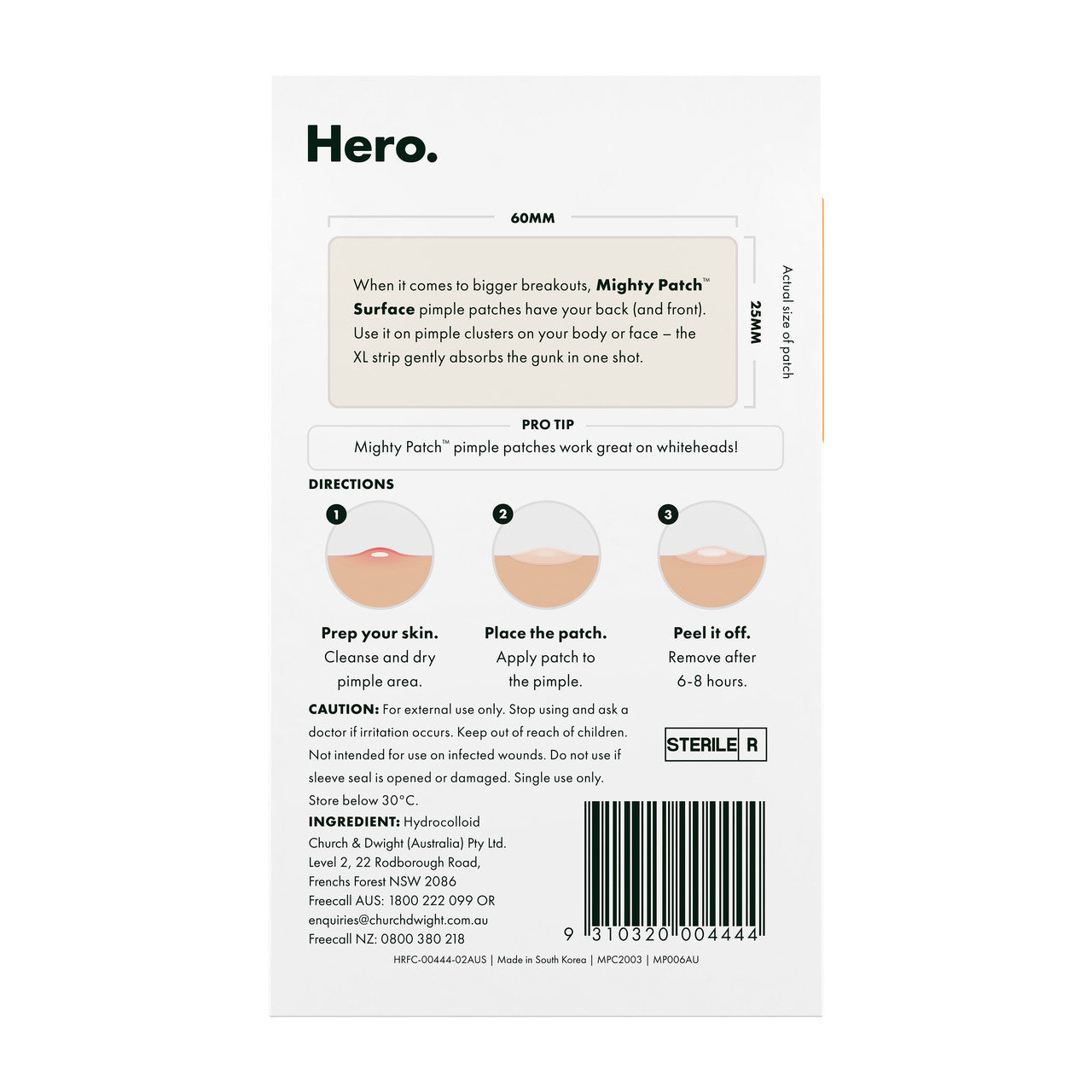 Hero Mighty Patch Surface Pimple Patches | Face Body & Back | XL-Sized | 10 pack