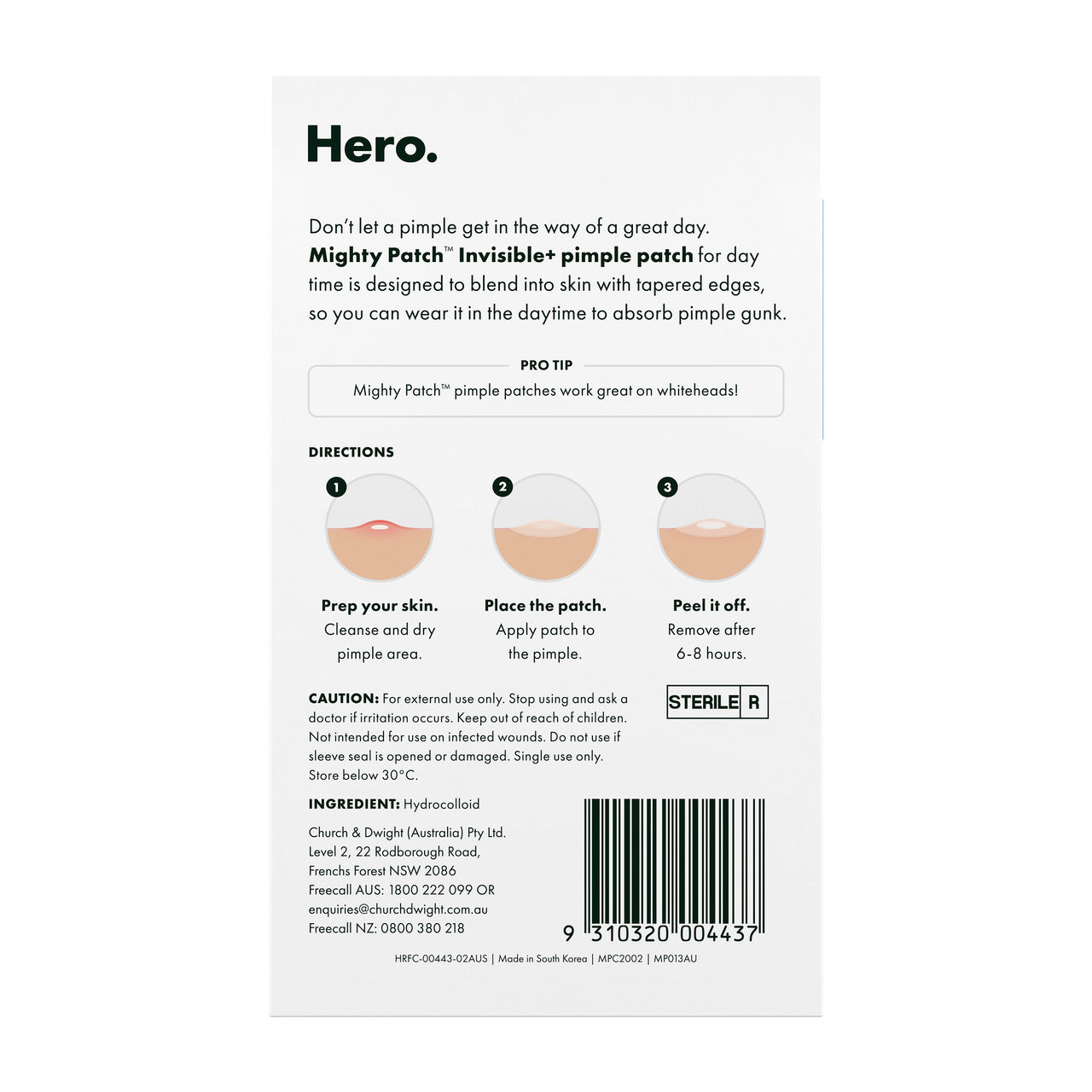 Hero Mighty Patch Invisible+ Hydrocolloid | Pimple Patches | For Day Time | Blends To Skin | 24 pack