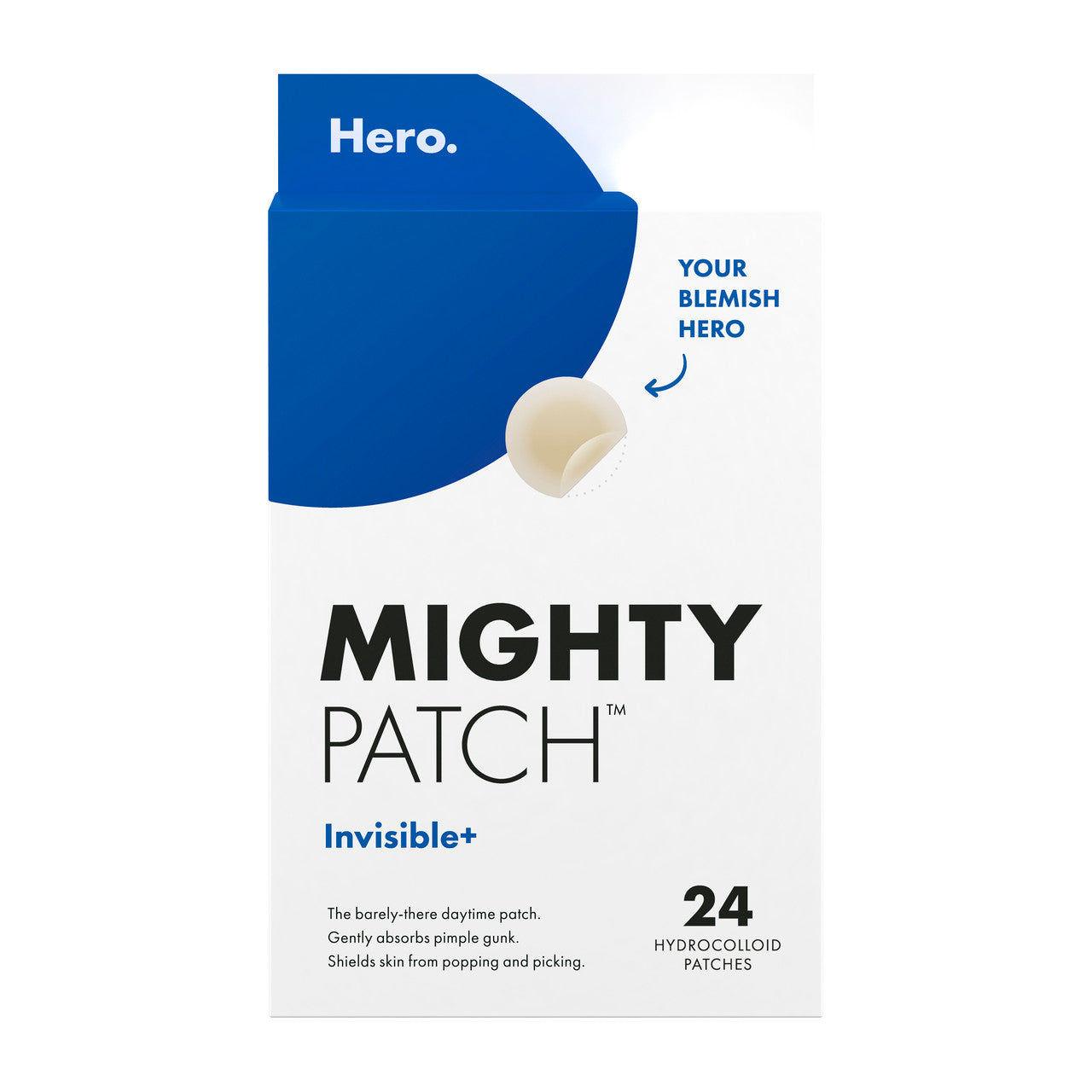Hero Mighty Patch Invisible+ Hydrocolloid | Pimple Patches | For Day Time | Blends To Skin | 24 pack