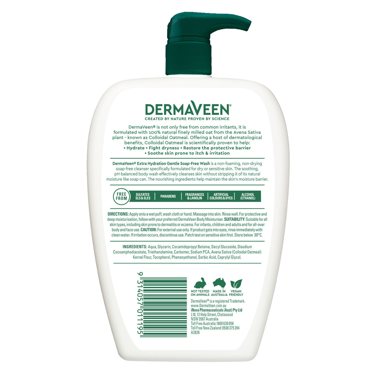 DermaVeen Extra Hydration Gentle Soap-Free Wash 500mL