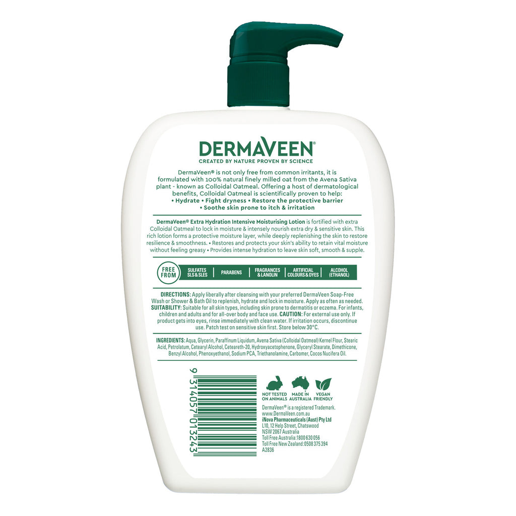 DermaVeen Extra Hydration Intensive Moisturising Lotion for Extra Dry, Itchy & Sensitive Skin 500mL