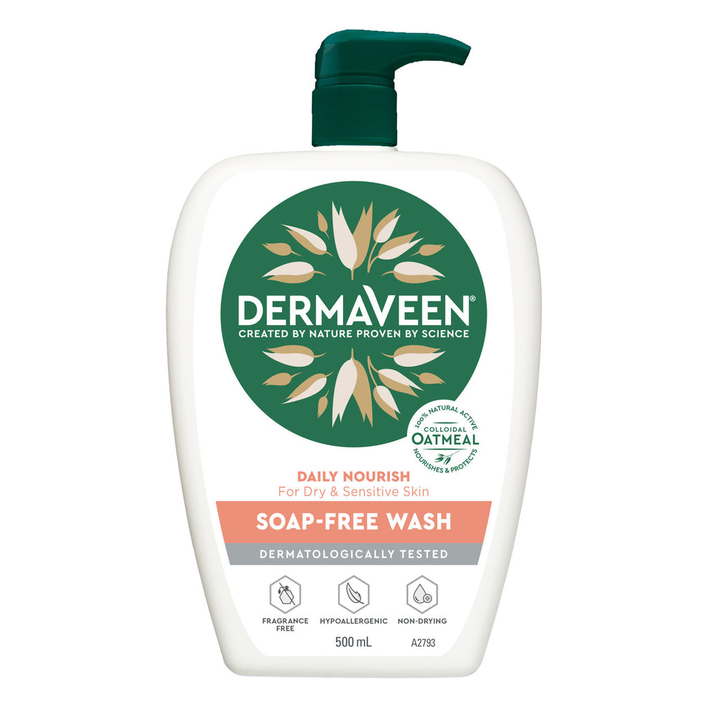 DermaVeen Daily Nourish Soap-Free Wash for Dry & Sensitive Skin 500mL