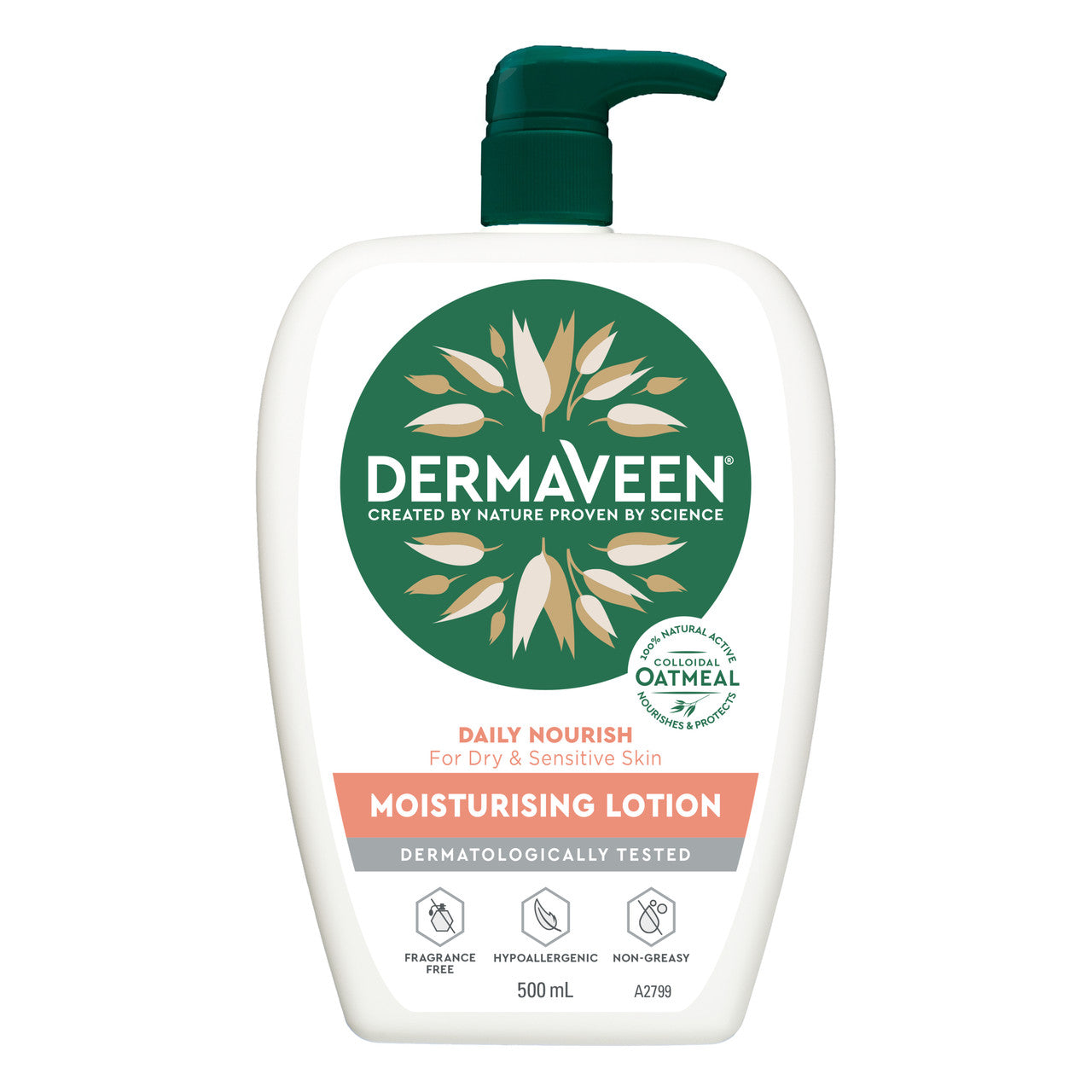 DermaVeen Daily Nourish Moisturising Lotion for Dry & Sensitive Skin 500mL
