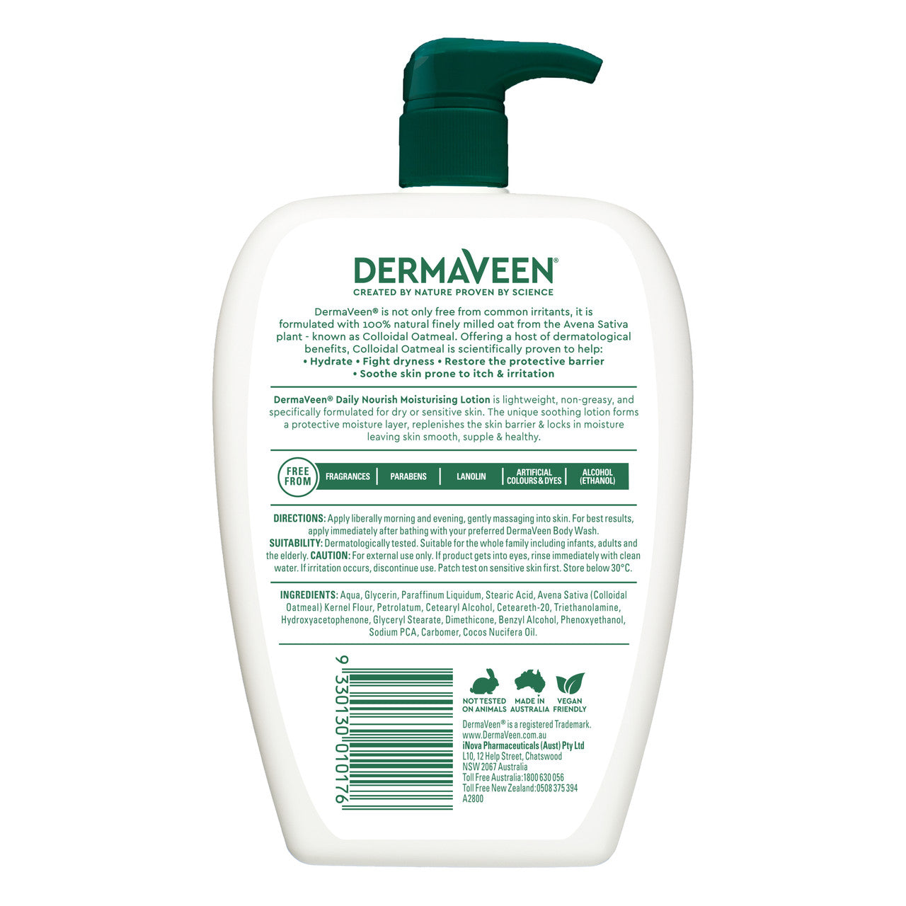 DermaVeen Daily Nourish Moisturising Lotion for Dry & Sensitive Skin 500mL