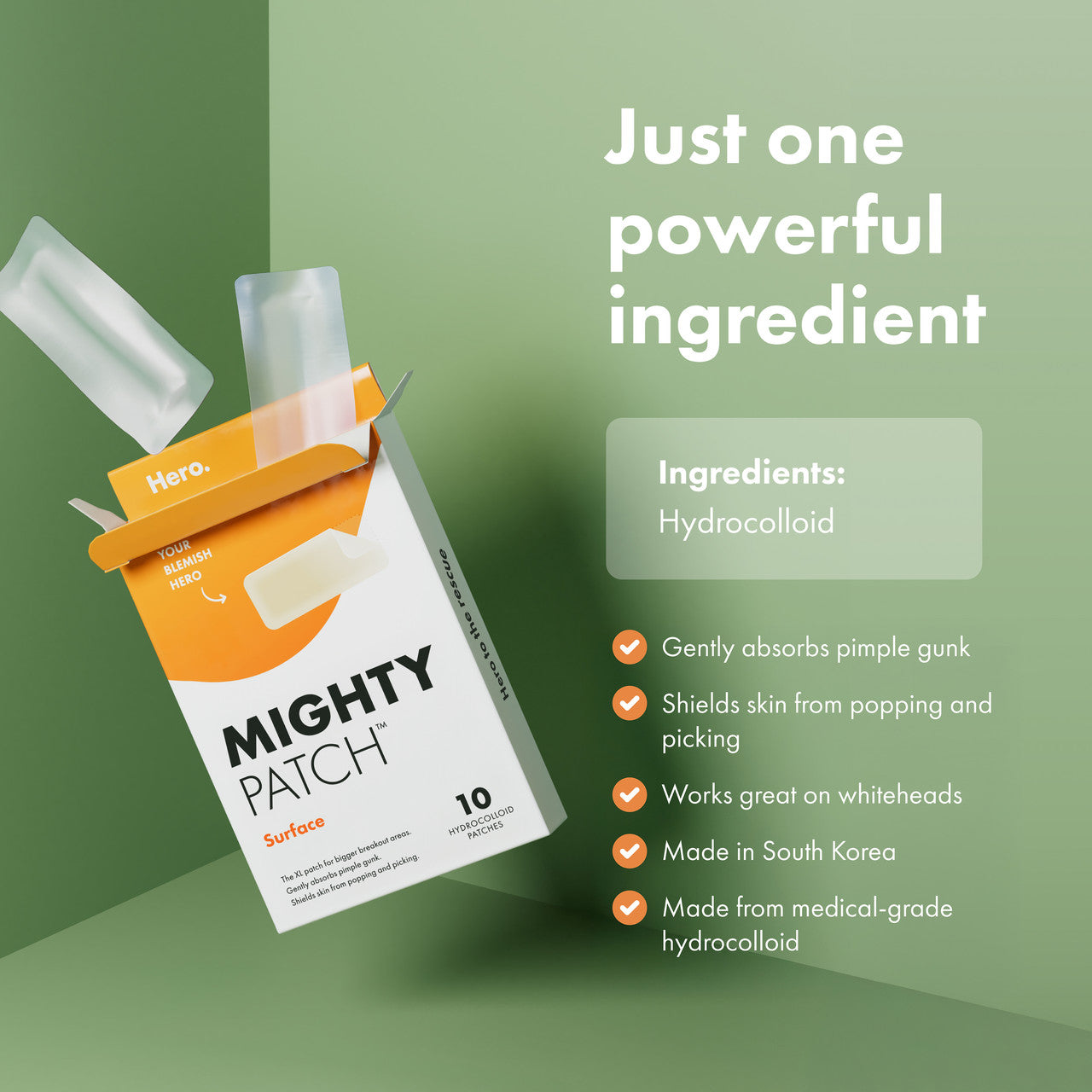 Hero Mighty Patch Surface Pimple Patches | Face Body & Back | XL-Sized | 10 pack