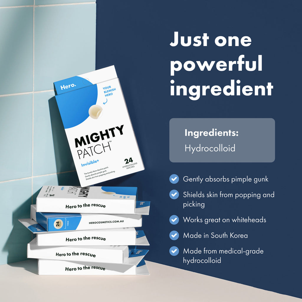 Hero Mighty Patch Invisible+ Hydrocolloid | Pimple Patches | For Day Time | Blends To Skin | 24 pack