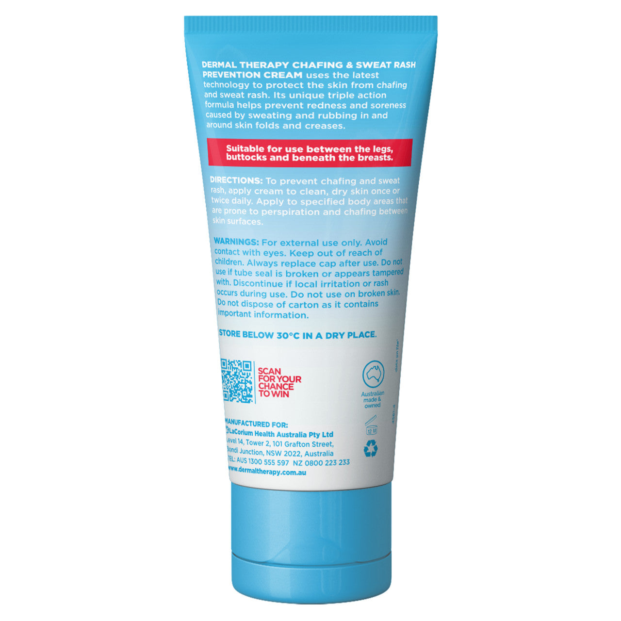 Dermal Therapy Chafing & Sweat Rash Prevention Cream 75g