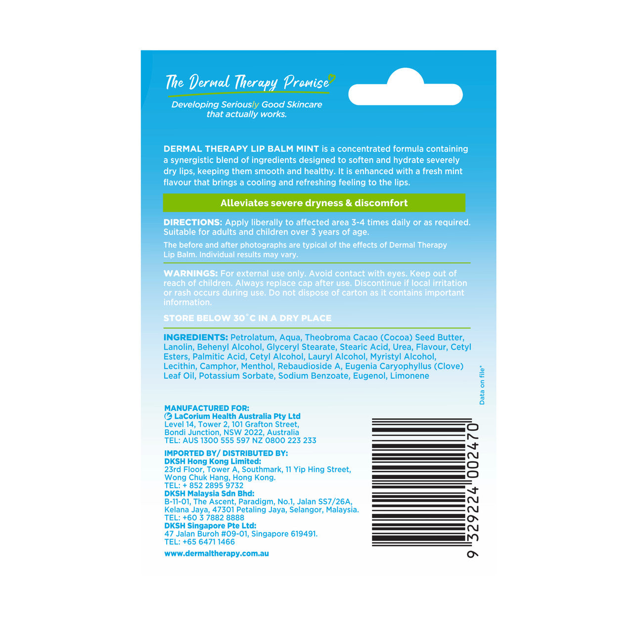 Dermal Therapy Lip Balm Mint 10g