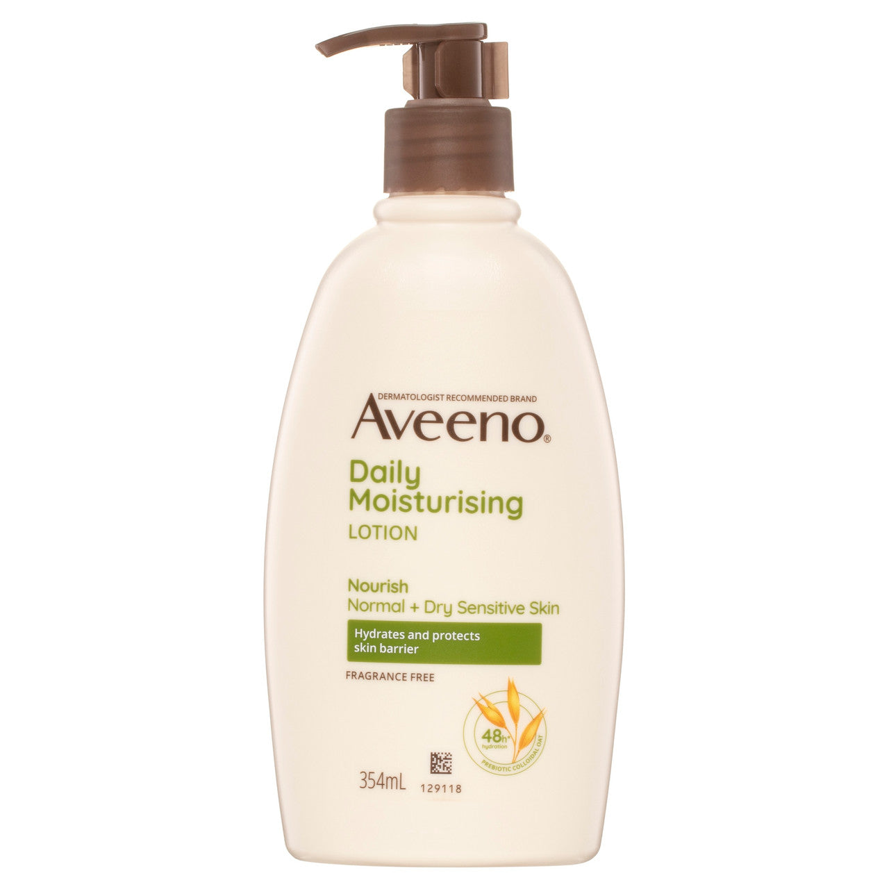 Aveeno Daily Moisturising Non-Greasy Fragrance Free Body Lotion 48-Hour Hydration Soothe Normal Dry Sensitive Skin 354mL