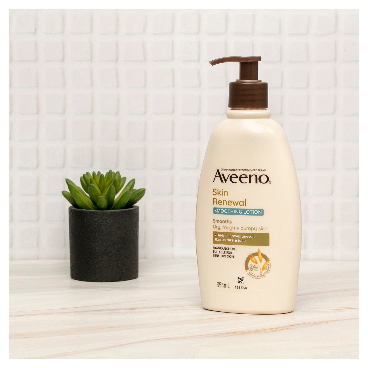 Aveeno Skin Renewal Smoothing Fragrance Free Body Lotion 24-Hour Hydration Dry Rough Bumpy Sensitive Skin Natural PHA 354mL