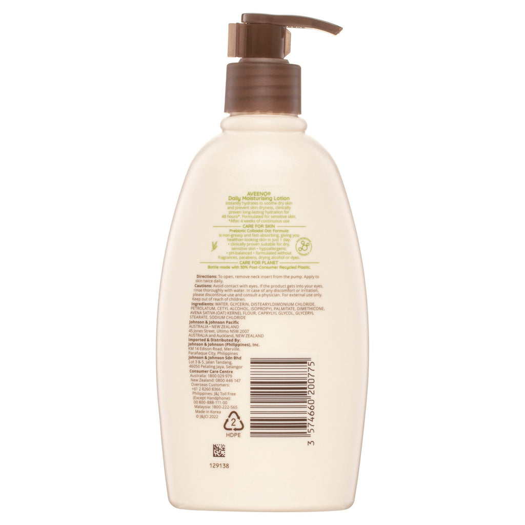 Aveeno Daily Moisturising Non-Greasy Fragrance Free Body Lotion 48-Hour Hydration Soothe Normal Dry Sensitive Skin 354mL