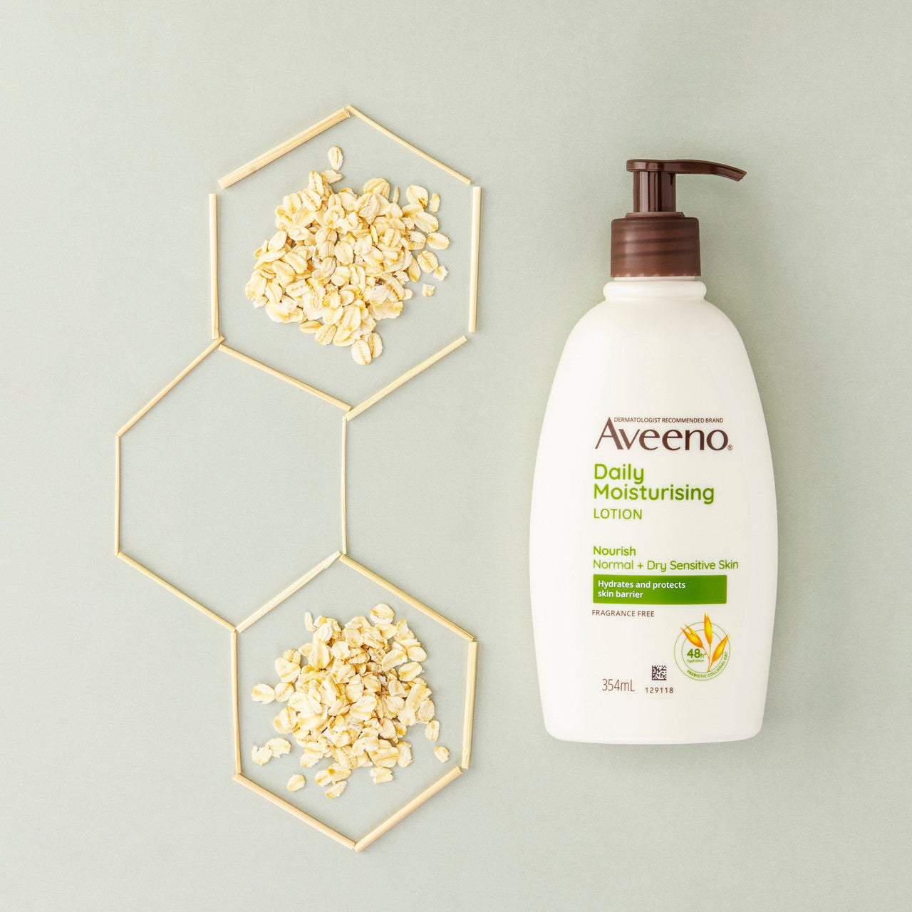 Aveeno Daily Moisturising Non-Greasy Fragrance Free Body Lotion 48-Hour Hydration Soothe Normal Dry Sensitive Skin 354mL