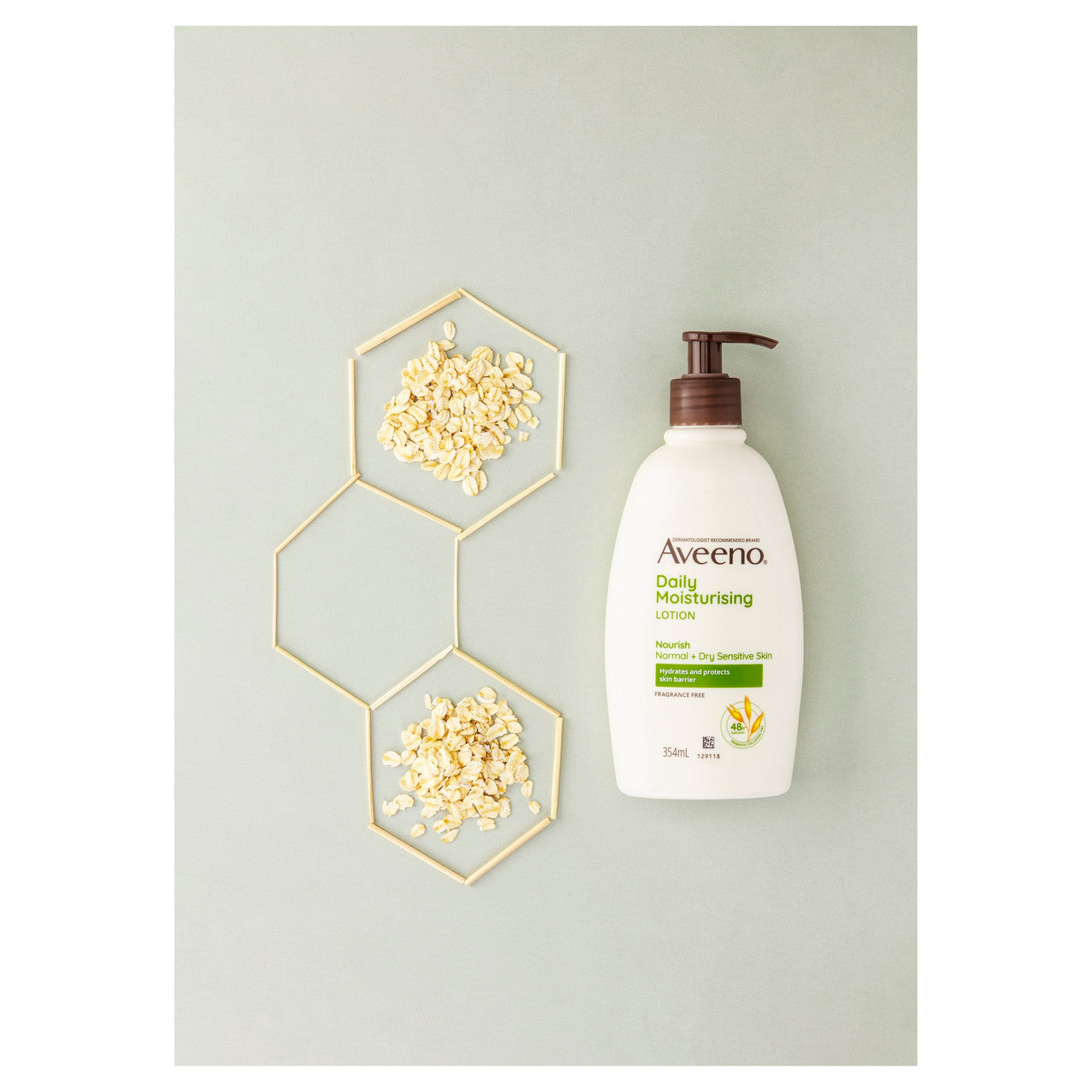 Aveeno Daily Moisturising Non-Greasy Fragrance Free Body Lotion 48-Hour Hydration Soothe Normal Dry Sensitive Skin 354mL