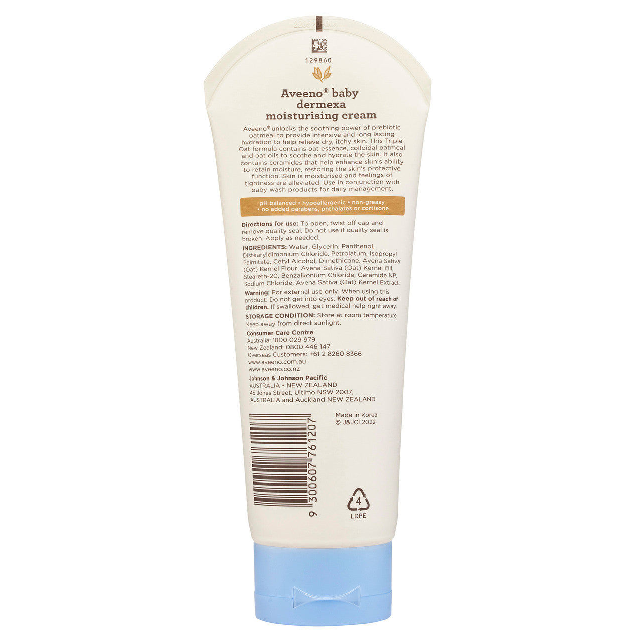 Aveeno Baby Dermexa Fragrance Free Eczema Prone Sensitive Moisturising Cream 206g