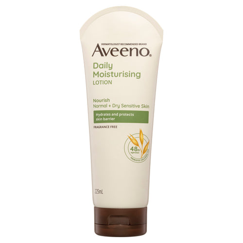 Aveeno Daily Moisturising Non-Greasy Fragrance Free Body Lotion 48-Hour Hydration Soothe Normal Dry Sensitive Skin 225mL