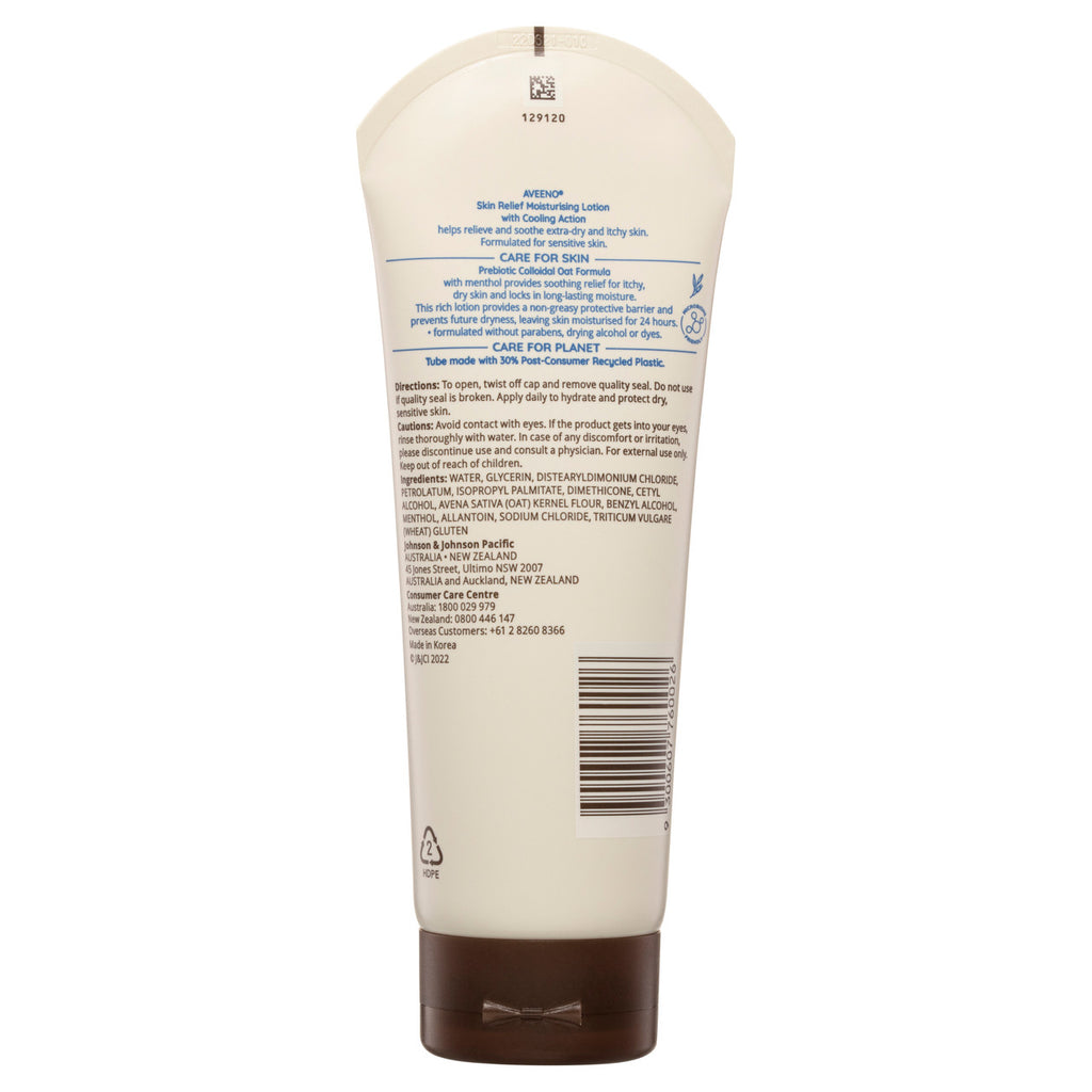 Aveeno Skin Relief Moisturising Non-Greasy Body Lotion 24-Hour Cool & Soothe Extra Dry Itchy Sensitive Skin 225mL