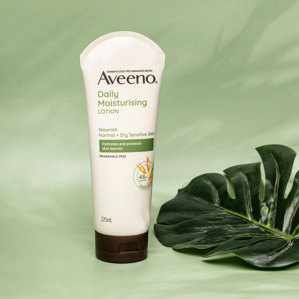 Aveeno Daily Moisturising Non-Greasy Fragrance Free Body Lotion 48-Hour Hydration Soothe Normal Dry Sensitive Skin 225mL