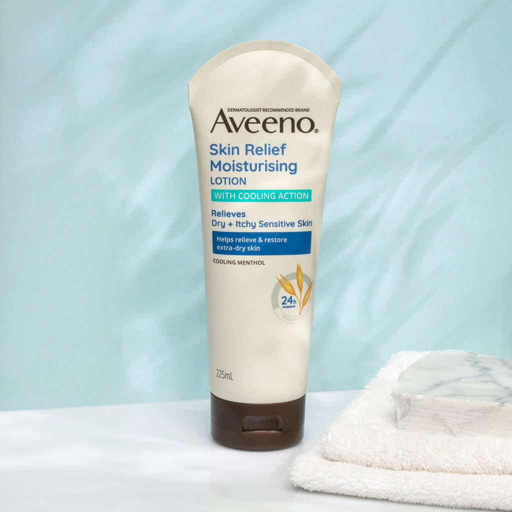 Aveeno Skin Relief Moisturising Non-Greasy Body Lotion 24-Hour Cool & Soothe Extra Dry Itchy Sensitive Skin 225mL