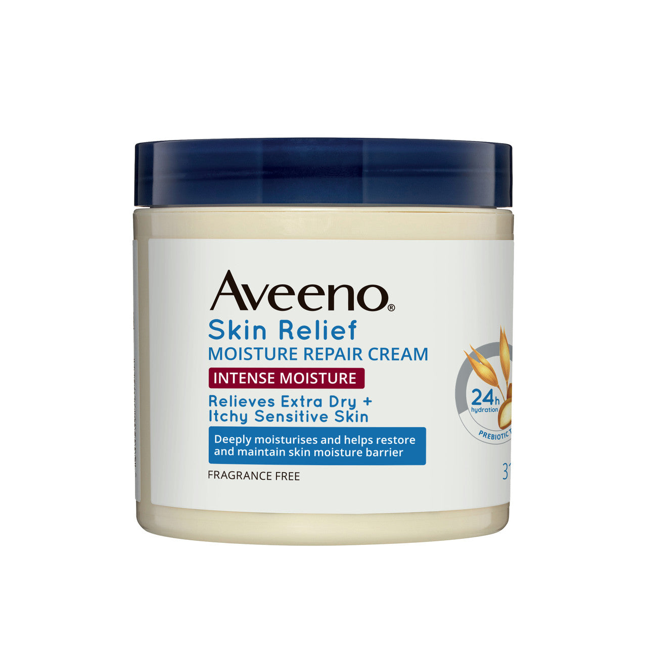 Aveeno Skin Relief Intense Moisture Repair Fragrance Free Body Cream 24-Hour Hydration Restore Very Dry Sensitive Skin 311g