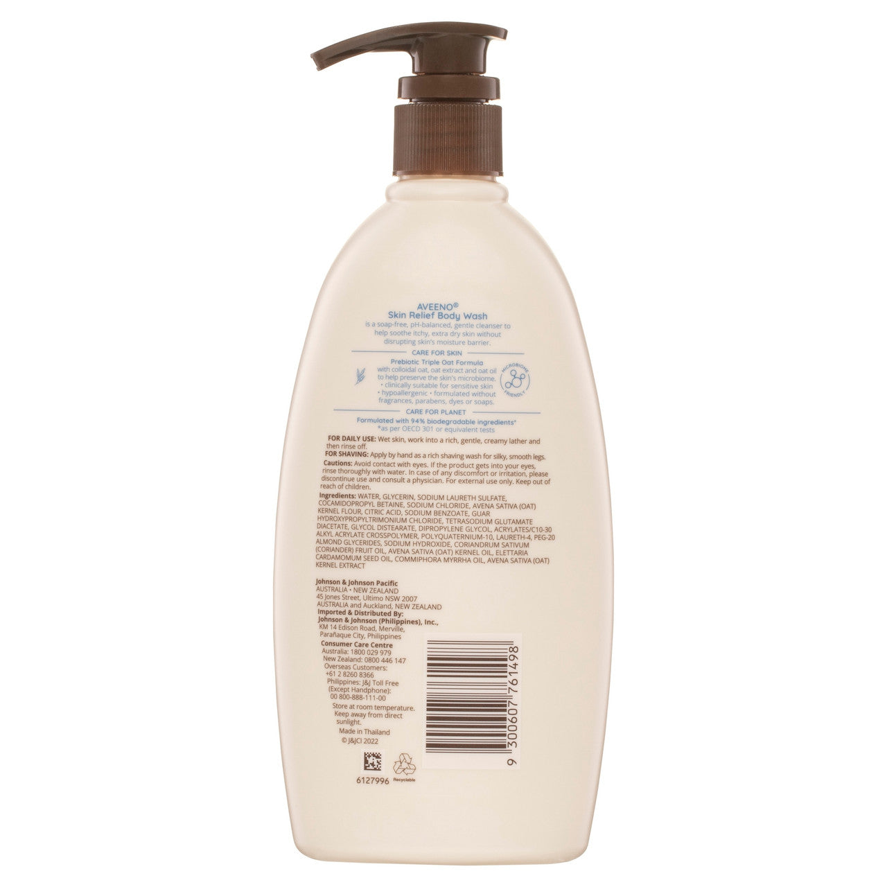 Aveeno Skin Relief Gentle Fragrance Free Body Wash Relieve Extra Dry Itchy Sensitive Skin PH-Balanced Cleanser 532mL