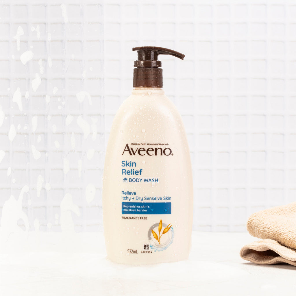 Aveeno Skin Relief Gentle Fragrance Free Body Wash Relieve Extra Dry Itchy Sensitive Skin PH-Balanced Cleanser 532mL