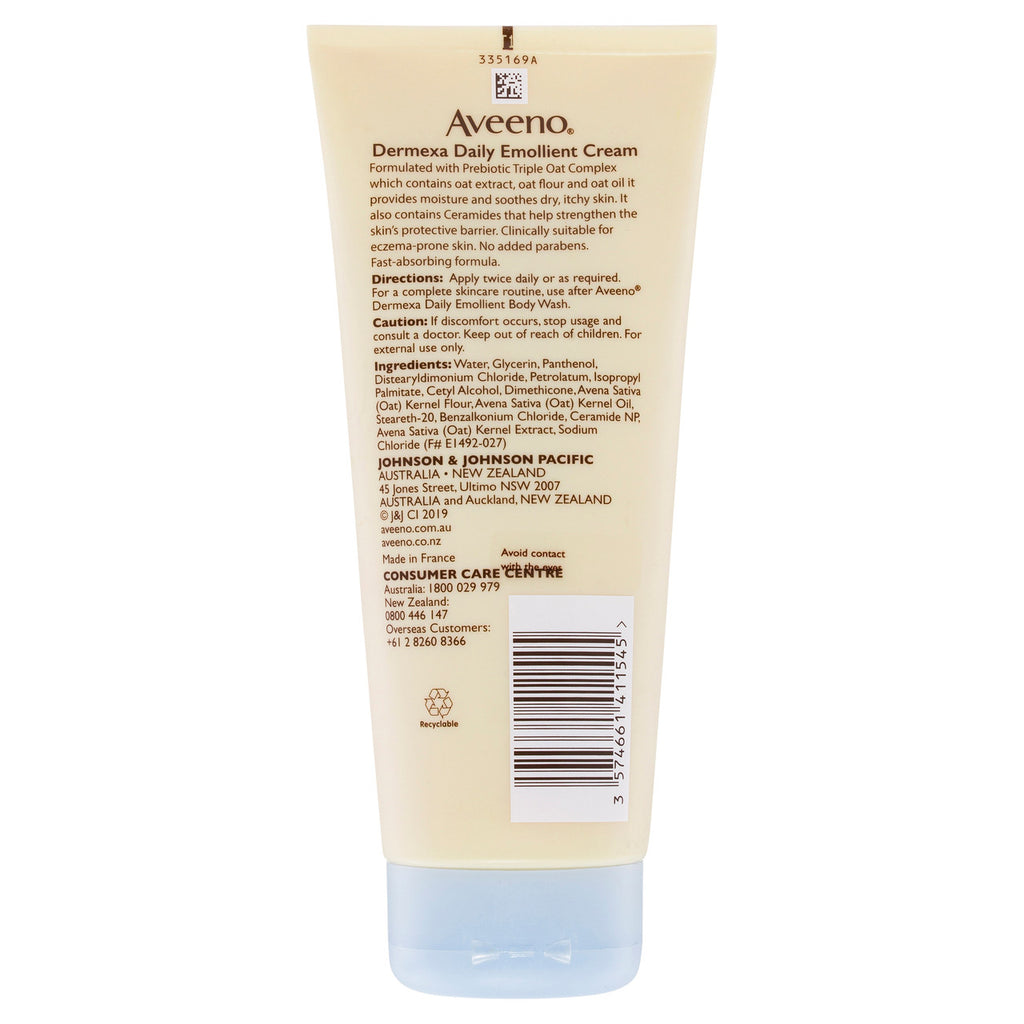 Aveeno Dermexa Daily Emollient Fragrance Free Body Cream Soothe Moisturise Dry Itchy Eczema Prone Sensitive Skin 200mL